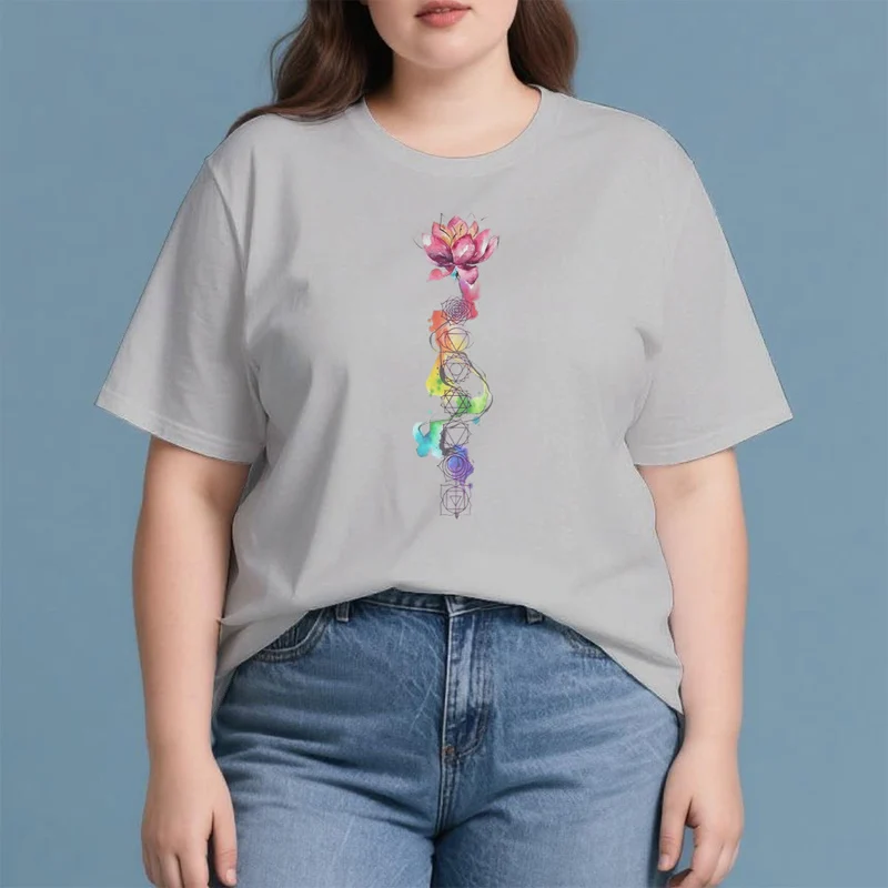 Olivenorma – T-Shirt mit Lotus-Chakra-Energie-Aquarelldruck