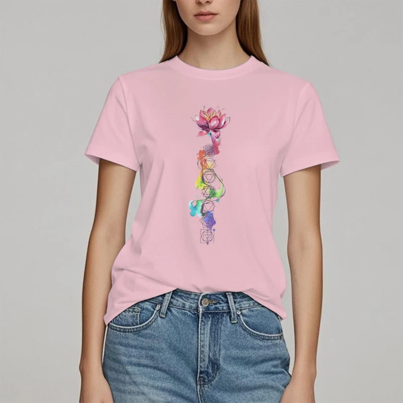Olivenorma – T-Shirt mit Lotus-Chakra-Energie-Aquarelldruck
