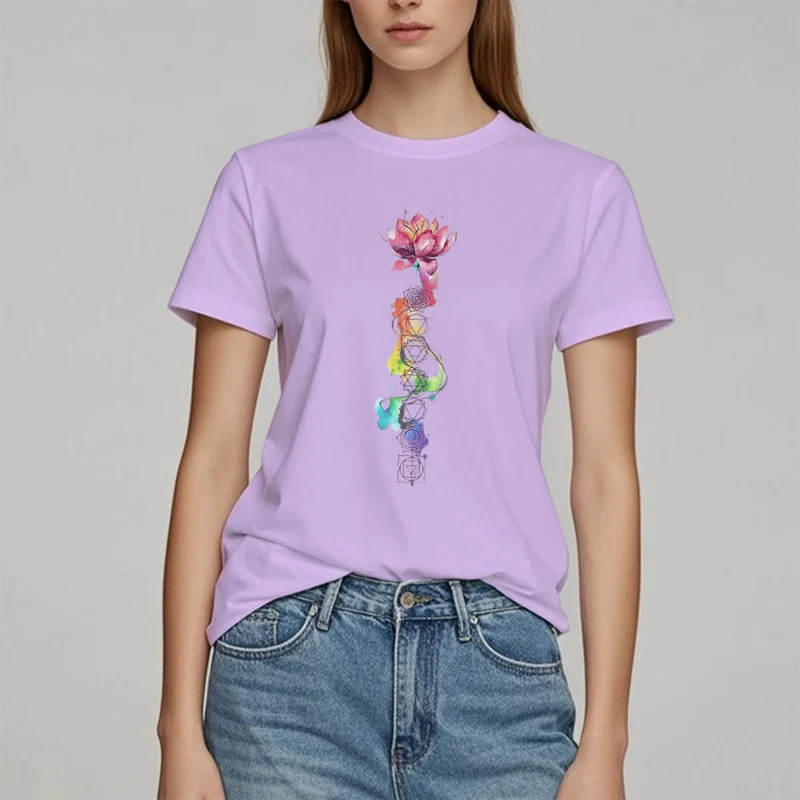 Olivenorma – T-Shirt mit Lotus-Chakra-Energie-Aquarelldruck