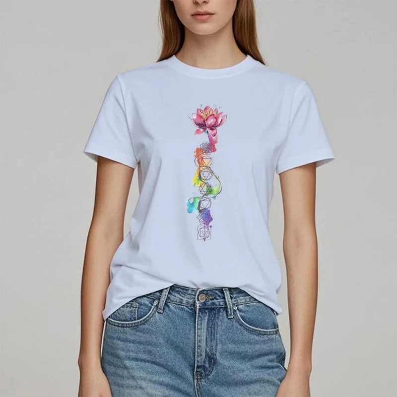 Olivenorma – T-Shirt mit Lotus-Chakra-Energie-Aquarelldruck
