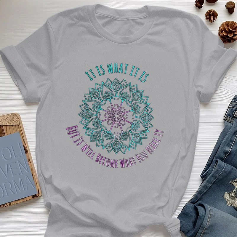 Olivenorma "Es ist, was es ist Tee" Mandala Zitat T-Shirt