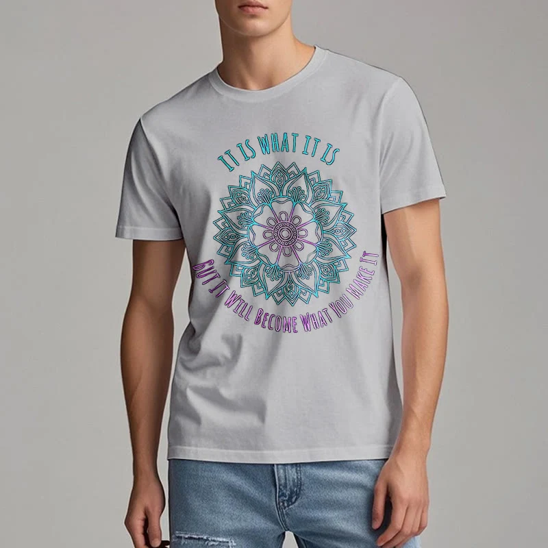Olivenorma "Es ist, was es ist Tee" Mandala Zitat T-Shirt
