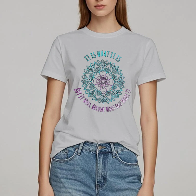 Olivenorma "Es ist, was es ist Tee" Mandala Zitat T-Shirt
