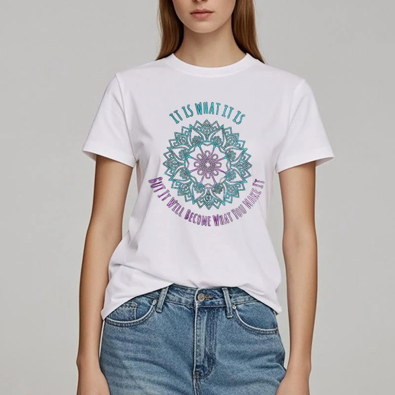 Olivenorma "Es ist, was es ist Tee" Mandala Zitat T-Shirt