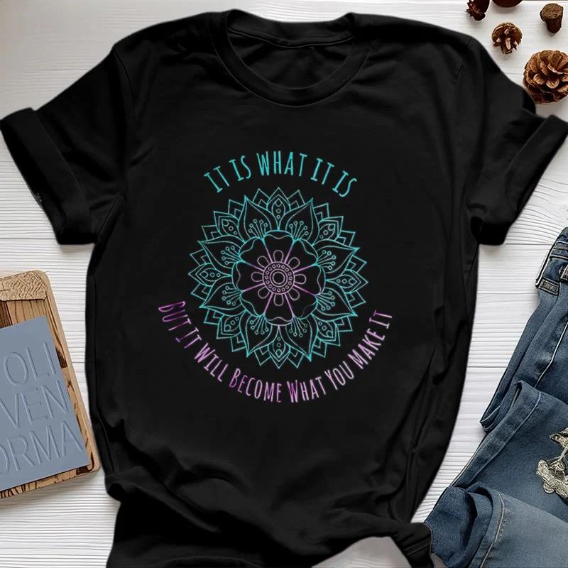 Olivenorma "Es ist, was es ist Tee" Mandala Zitat T-Shirt