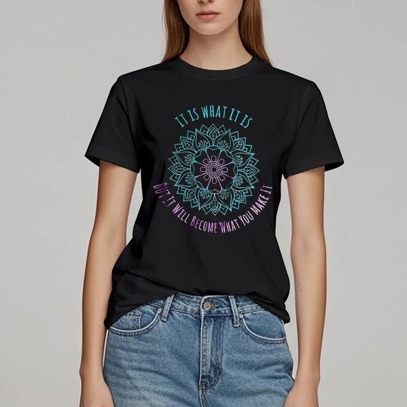 Olivenorma "Es ist, was es ist Tee" Mandala Zitat T-Shirt