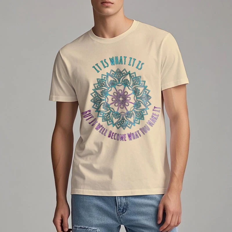 Olivenorma "Es ist, was es ist Tee" Mandala Zitat T-Shirt