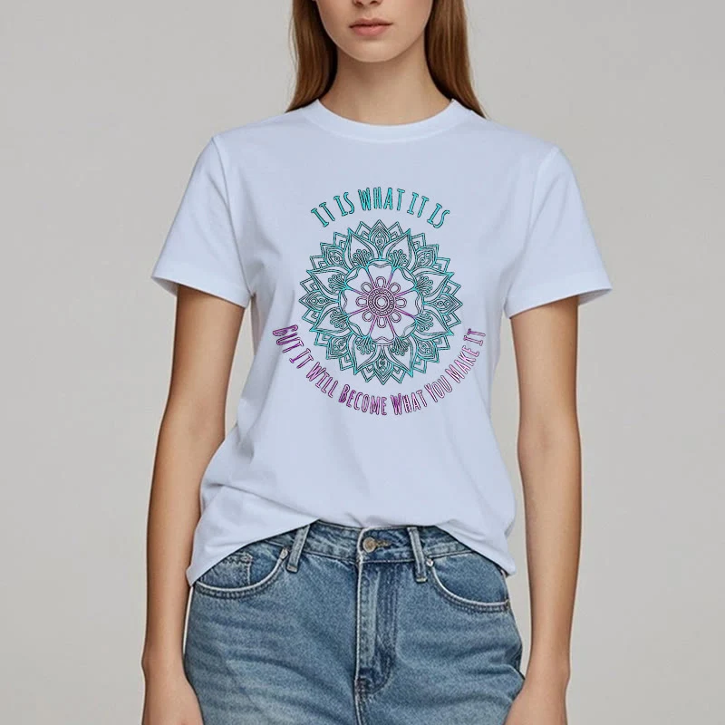 Olivenorma "Es ist, was es ist Tee" Mandala Zitat T-Shirt