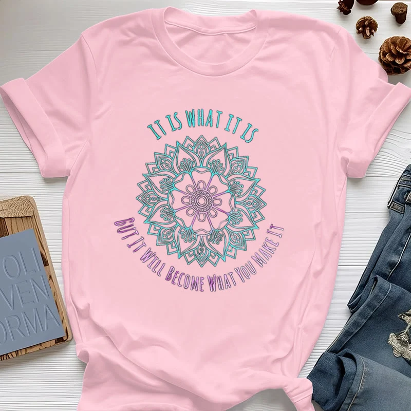 Olivenorma "Es ist, was es ist Tee" Mandala Zitat T-Shirt