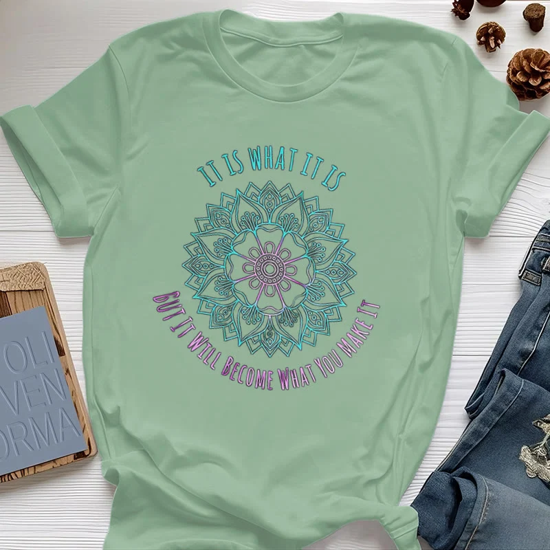 Olivenorma "Es ist, was es ist Tee" Mandala Zitat T-Shirt
