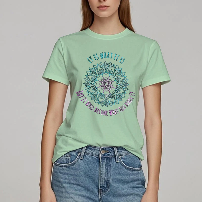 Olivenorma "Es ist, was es ist Tee" Mandala Zitat T-Shirt