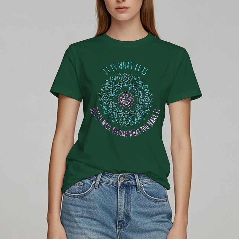 Olivenorma "Es ist, was es ist Tee" Mandala Zitat T-Shirt