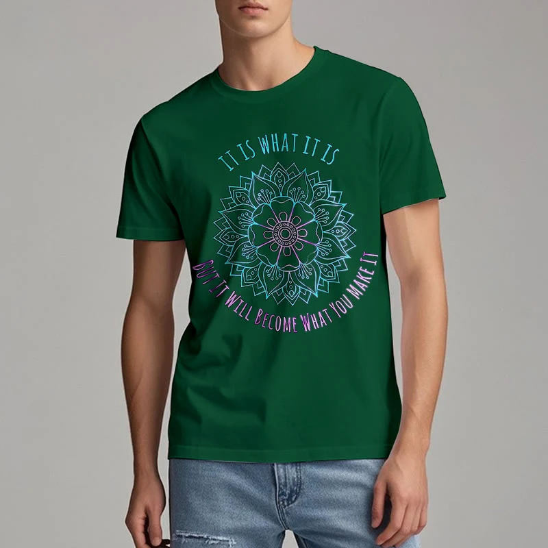 Olivenorma "Es ist, was es ist Tee" Mandala Zitat T-Shirt