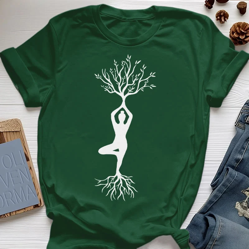 Olivenorma Verwurzelte Yoga-Baum-Pose T-Shirt