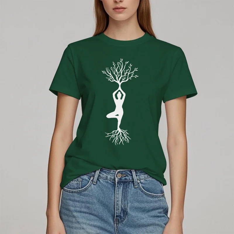 Olivenorma Verwurzelte Yoga-Baum-Pose T-Shirt