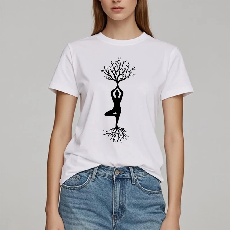 Olivenorma Verwurzelte Yoga-Baum-Pose T-Shirt