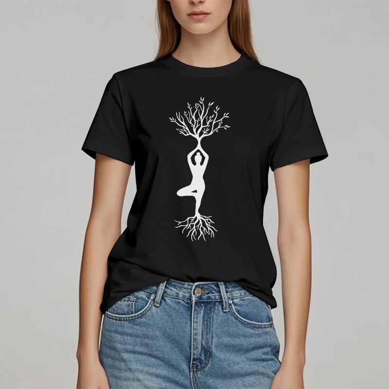 Olivenorma Verwurzelte Yoga-Baum-Pose T-Shirt