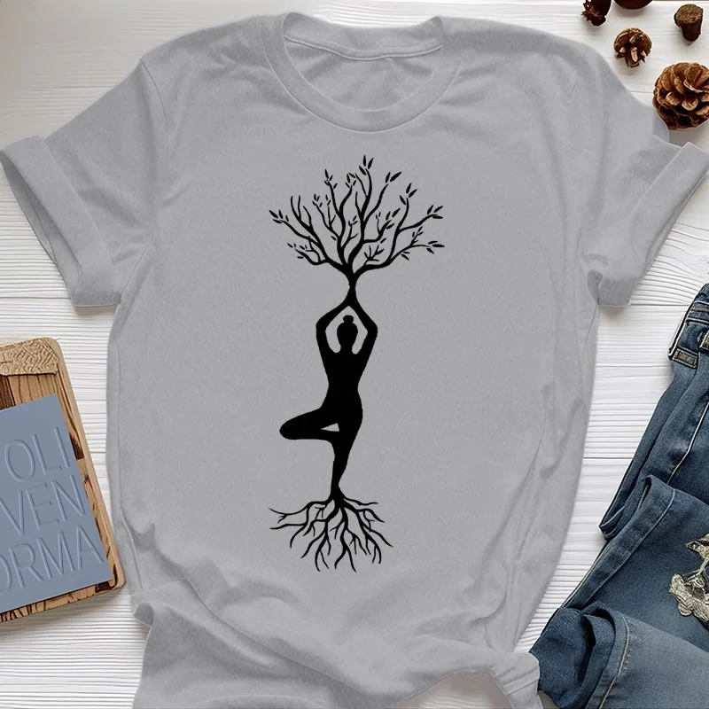 Olivenorma Verwurzelte Yoga-Baum-Pose T-Shirt