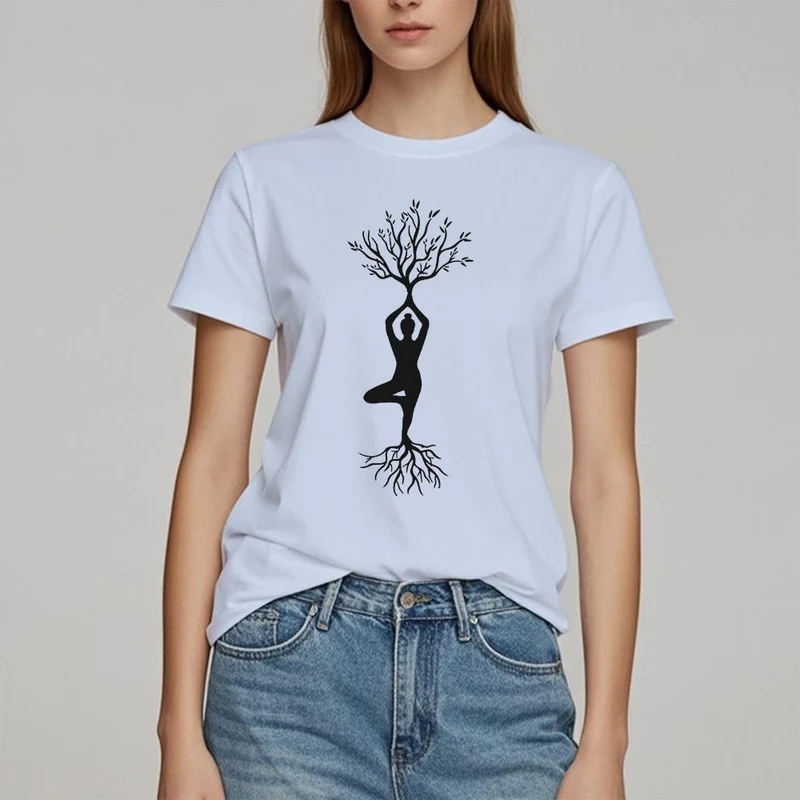Olivenorma Verwurzelte Yoga-Baum-Pose T-Shirt