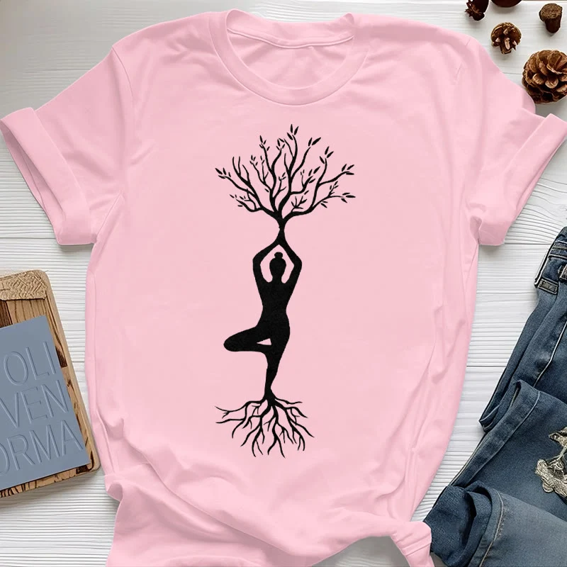 Olivenorma Verwurzelte Yoga-Baum-Pose T-Shirt
