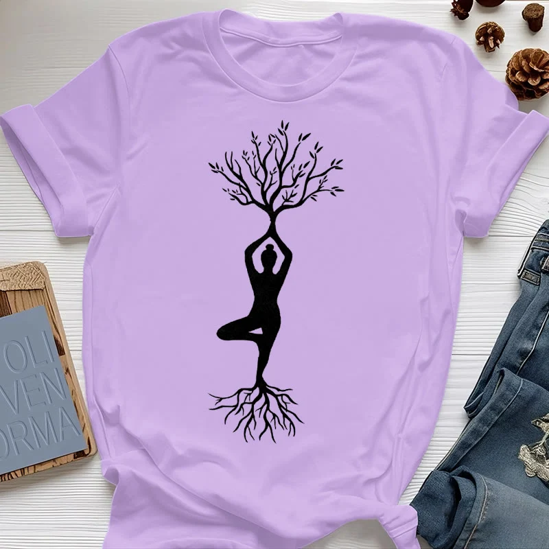 Olivenorma Verwurzelte Yoga-Baum-Pose T-Shirt