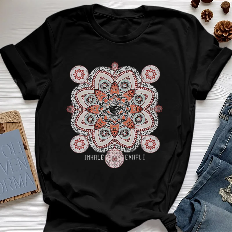 Olivenorma Meditation Evil Eye Slogan Design T-Shirt