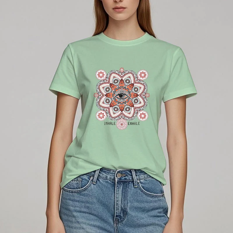 Olivenorma Meditation Evil Eye Slogan Design T-Shirt
