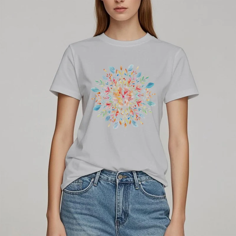 Olivenorma Mandala Blumen Frühling T-Shirt