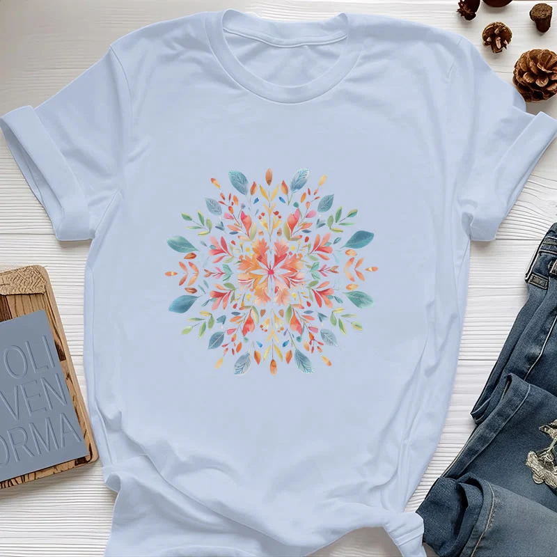 Olivenorma Mandala Blumen Frühling T-Shirt