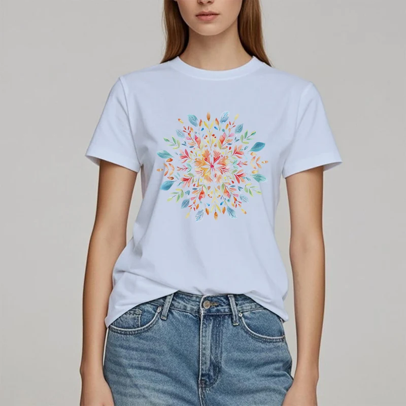 Olivenorma Mandala Blumen Frühling T-Shirt