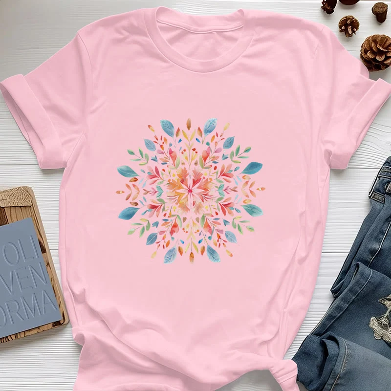 Olivenorma Mandala Blumen Frühling T-Shirt
