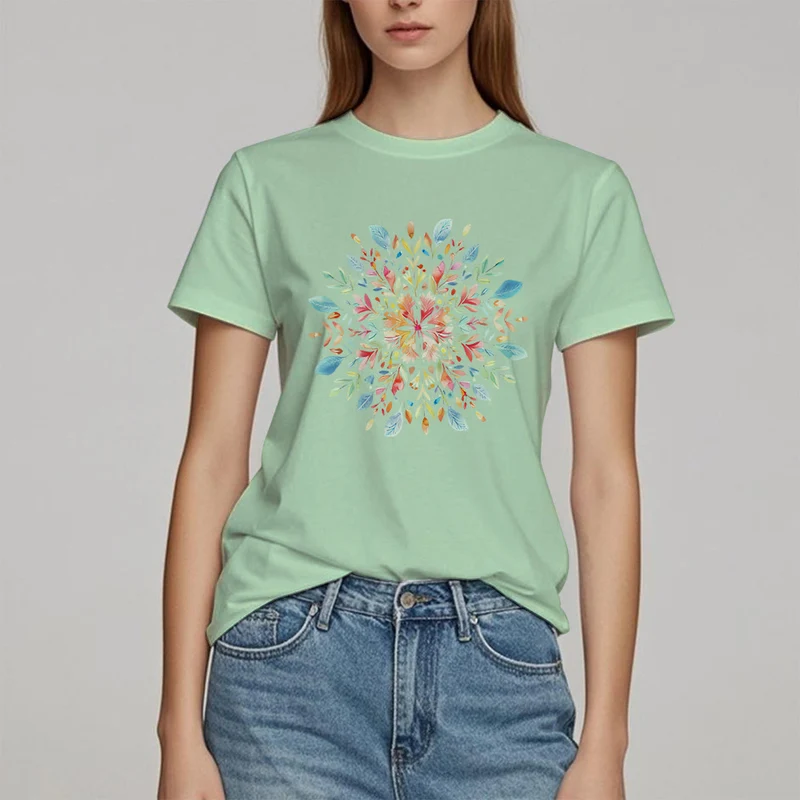 Olivenorma Mandala Blumen Frühling T-Shirt