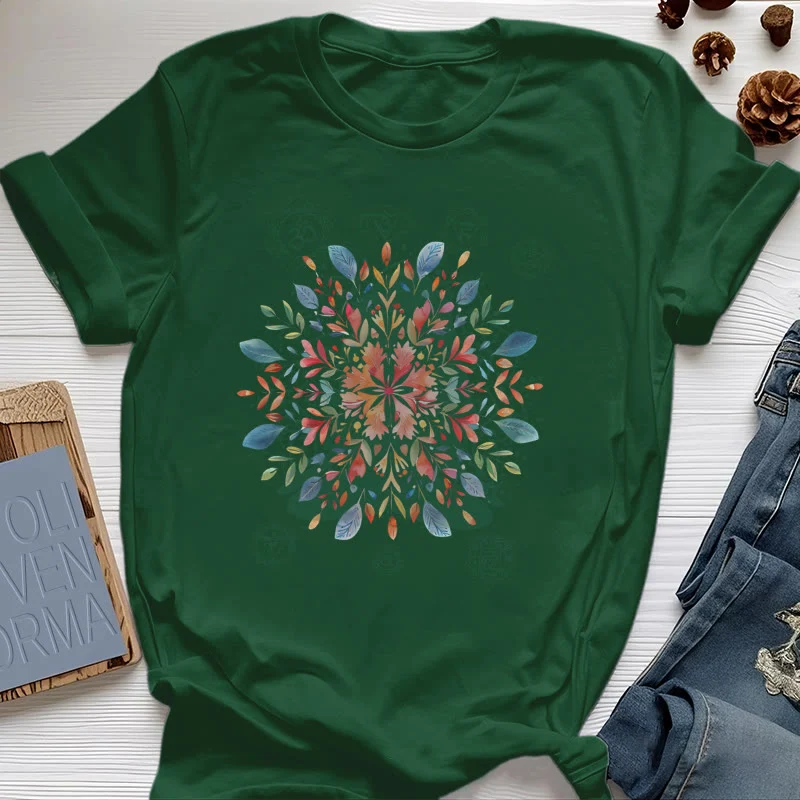 Olivenorma Mandala Blumen Frühling T-Shirt