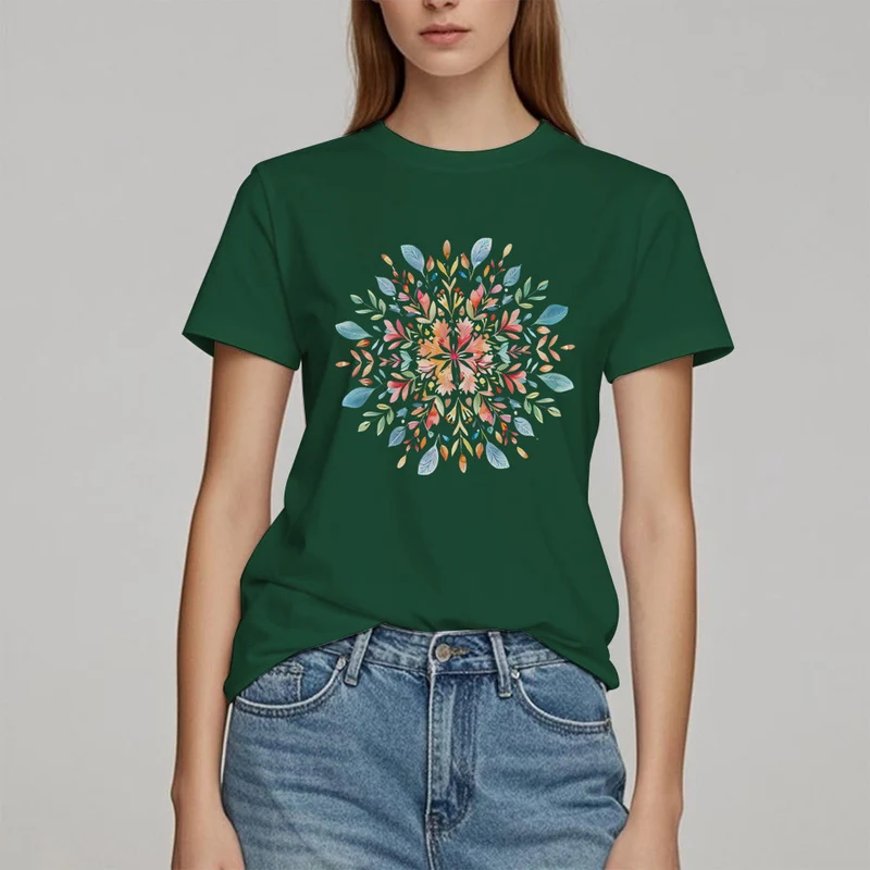 Olivenorma Mandala Blumen Frühling T-Shirt