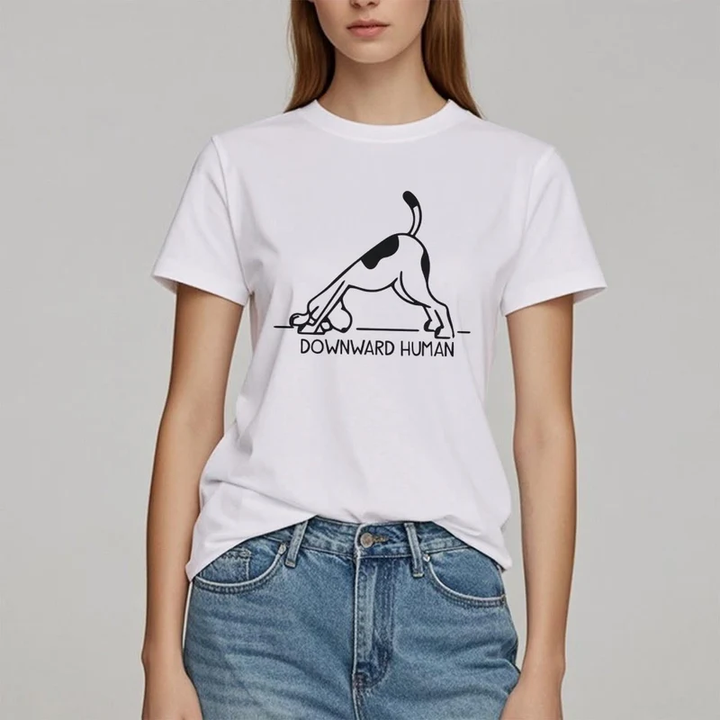 Olivenorma T-Shirt mit Hunde-Yoga-Meditations-Print