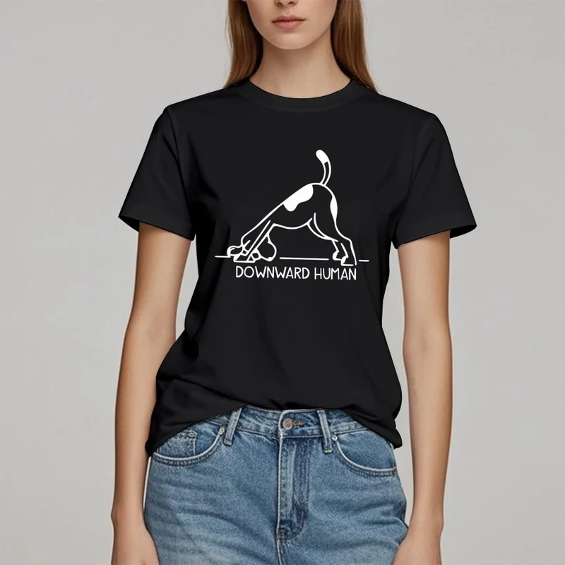 Olivenorma T-Shirt mit Hunde-Yoga-Meditations-Print