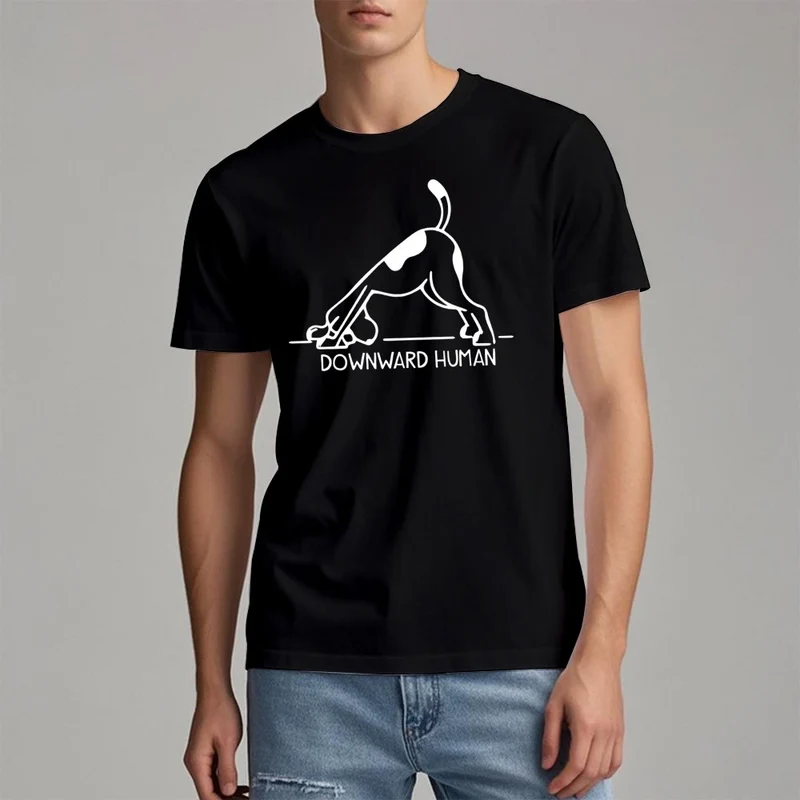Olivenorma T-Shirt mit Hunde-Yoga-Meditations-Print