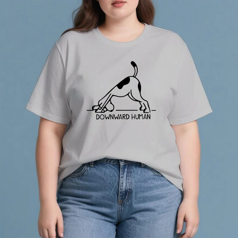 Olivenorma T-Shirt mit Hunde-Yoga-Meditations-Print