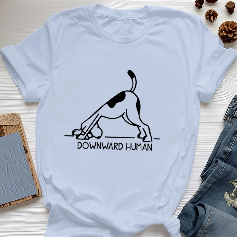 Olivenorma T-Shirt mit Hunde-Yoga-Meditations-Print