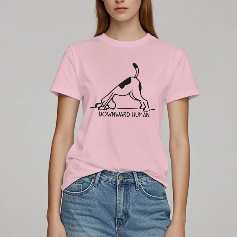 Olivenorma T-Shirt mit Hunde-Yoga-Meditations-Print