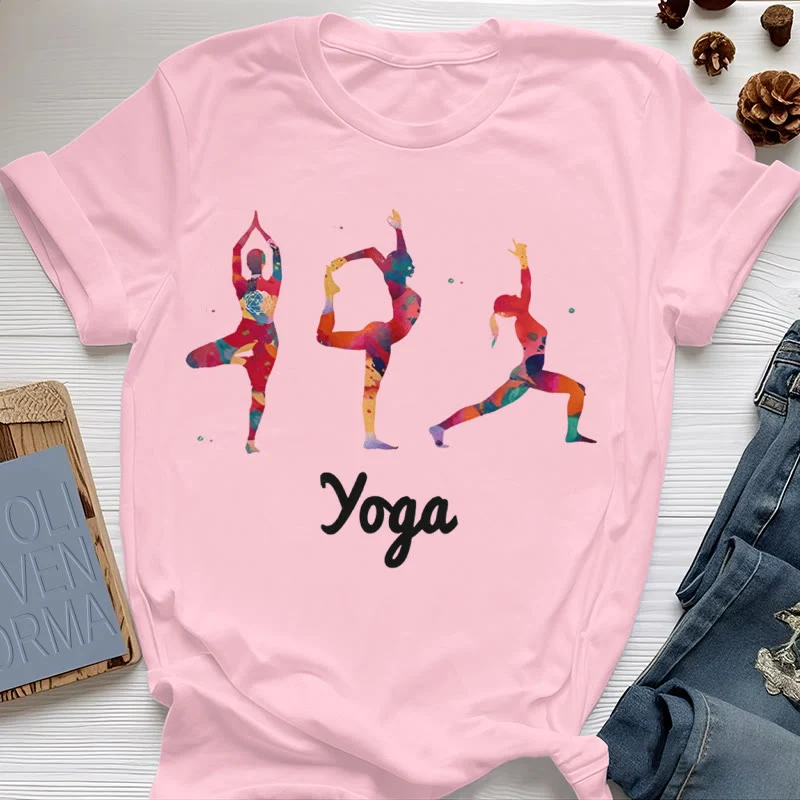 Olivenorma Yoga Posen Bunter Druck Damen T-Shirt