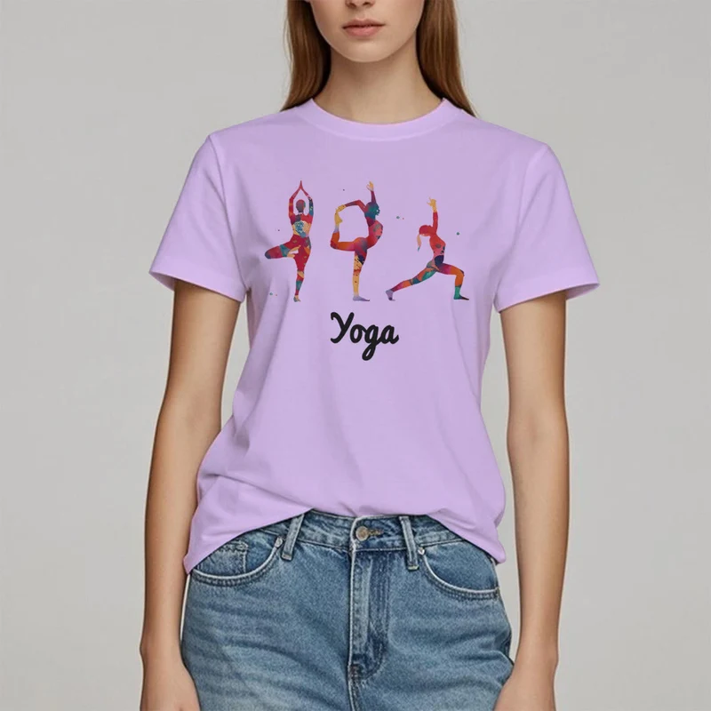 Olivenorma Yoga Posen Bunter Druck Damen T-Shirt