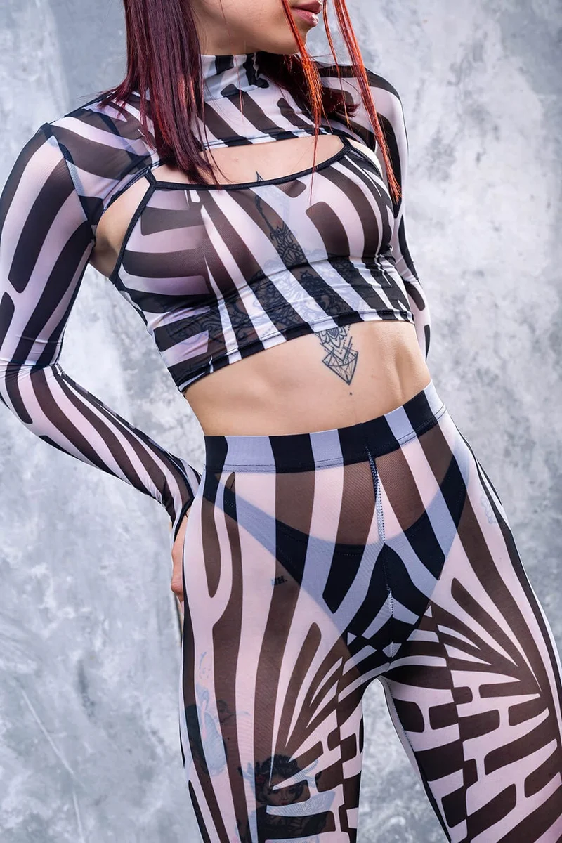 Illusion Mesh 2 Piece Shrug Top