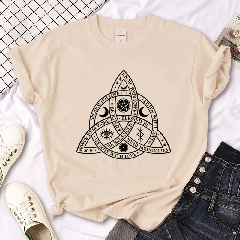 Olivenorma – T-Shirt „Hexen-Triple Moon“ im Gothic-Print in Khaki