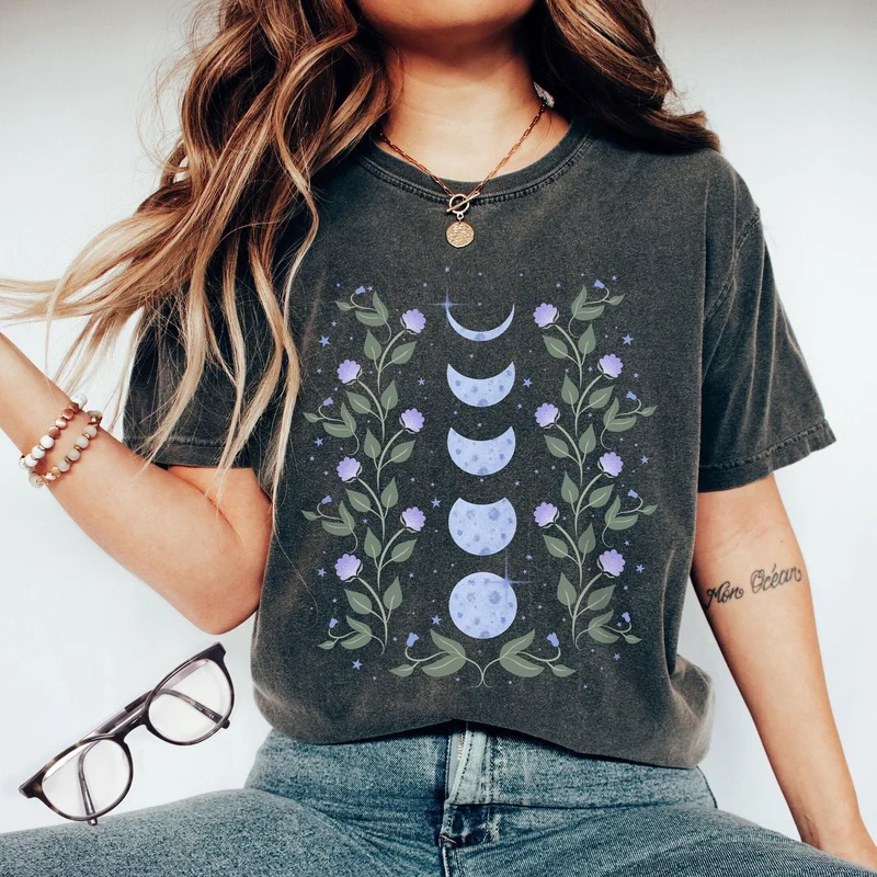 Olivenorma Himmlisches Mondphasen-T-Shirt