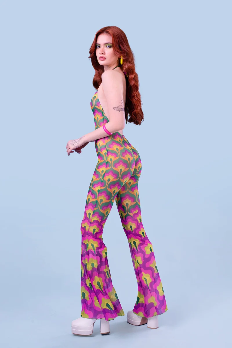 Flower Power Mesh Halter Romper