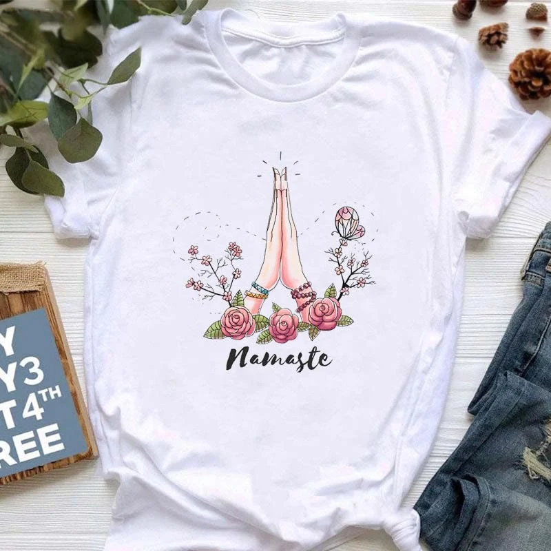 Olivenorma T-Shirt mit Meditationsmotiv, Hamsa, Buddha und Lotus