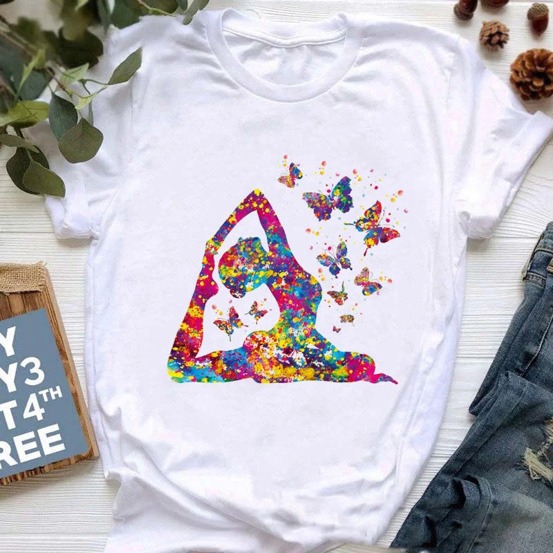 Olivenorma T-Shirt mit farbenfrohem Buddha-Meditations-Yoga-Aufdruck