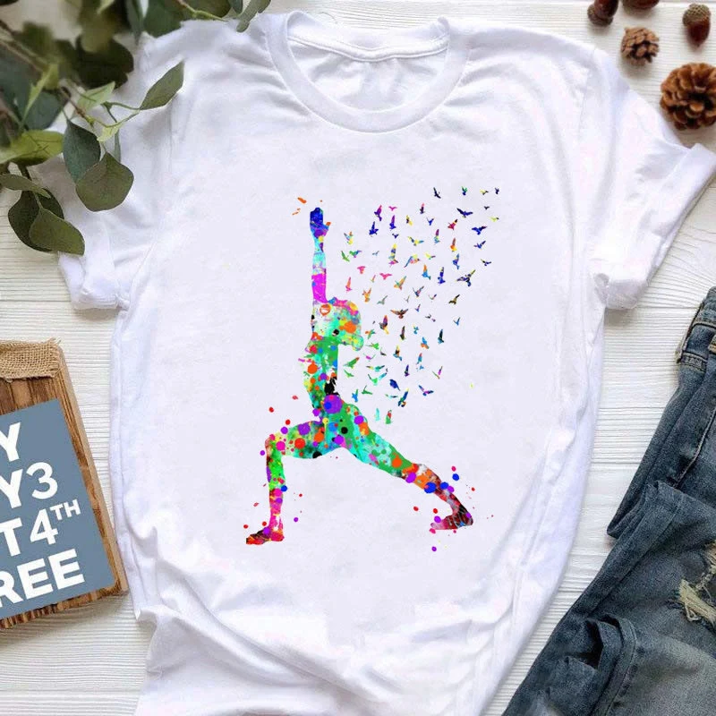 Olivenorma T-Shirt mit farbenfrohem Buddha-Meditations-Yoga-Aufdruck