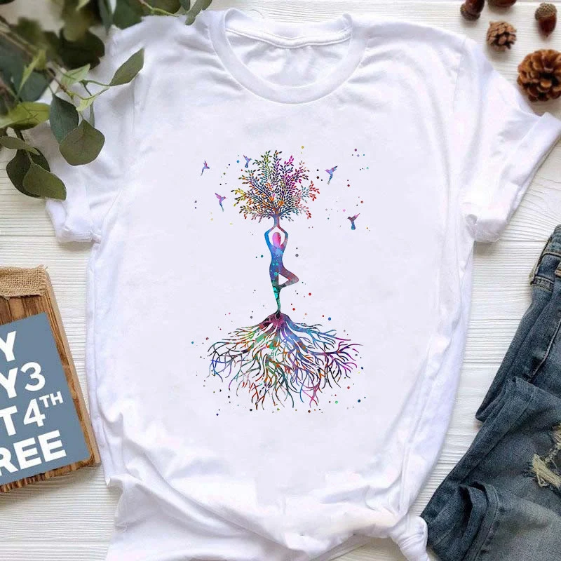 Olivenorma Buddha Yoga Meditation Top Bunt bedrucktes T-Shirt